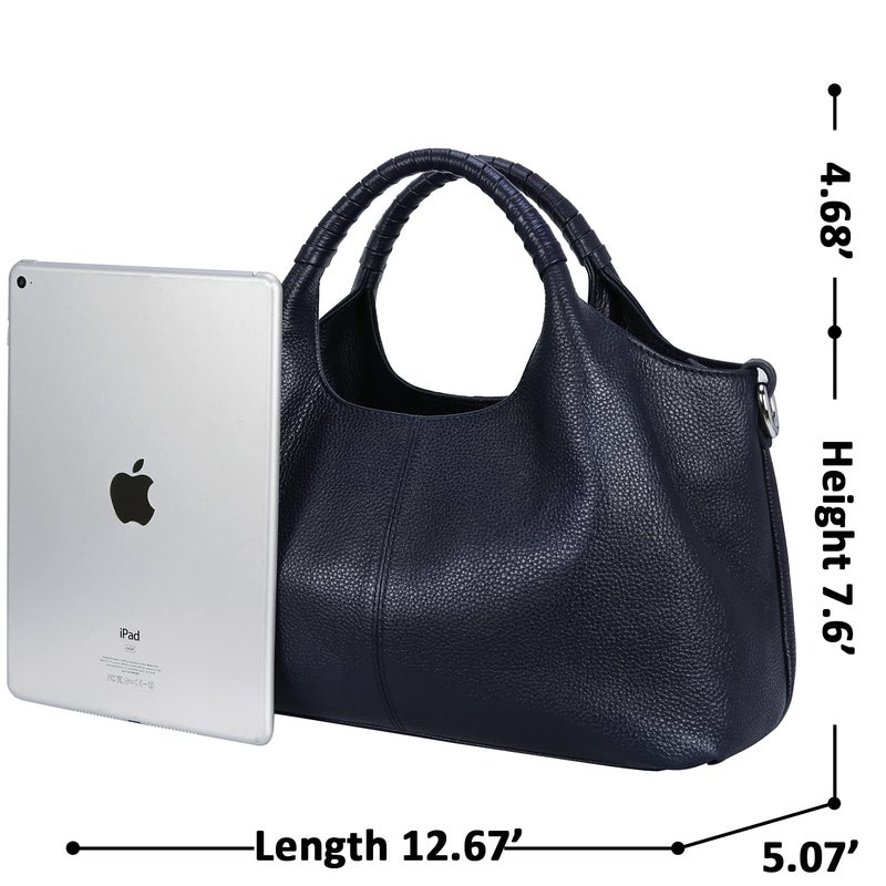 Iswee Ladies Leather Handbags and Purses Leather Bags for Women Shoulder Hand Bags Western Pocketbooks Satchel Hobo Tote Top Handle Cross Body Bag (Navy Blue) - Image 3